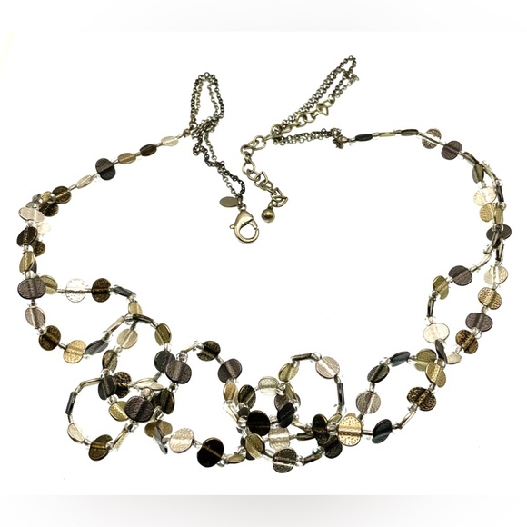 3 for $30 Chico’s Signed Silver Tone Long Double Strand Small Beaded Necklace - Picture 8 of 8